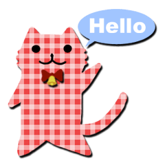 チェックの猫（ギンガムチェック柄）