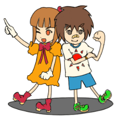 リボンちゃんと短パンくんスタンプ