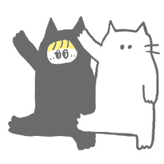 しろとくろのネコの変なスタンプ