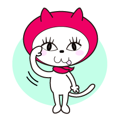 ピンクフードのねこちゃん