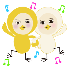 着ぐるみドリと着ぐるみネコのスタンプ