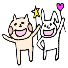うさぎとねこの仲良しコンビ