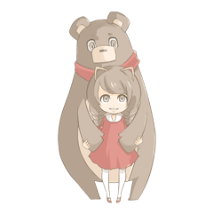 少女と森の動物たち