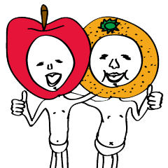 りんごとみかんのゆるいスタンプ
