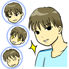 普通男子の表情豊かな日常生活(少年、大人)