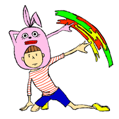 うさぎ頭の男の子スタンプ
