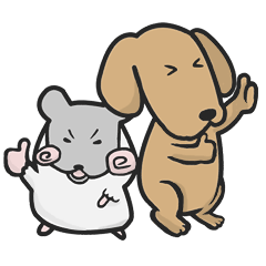 顔の長いワンコとハムちゃん