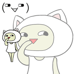 文字表情をまねするネコ