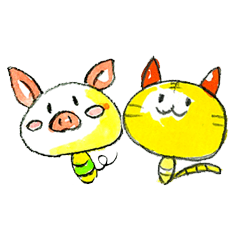 -kokeshi_シリーズ-　こけぶた & こけねこ
