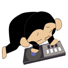音楽ゲームをするゴリラと猿