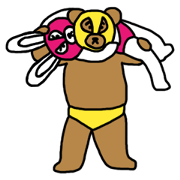 クマとウサギのプロレス