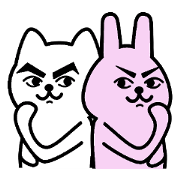 質問する猫、答えるウサギ